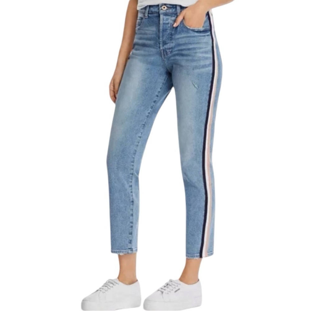 PISTOLA‎ Nico High Rise Mom Jean in Half Court Metallic Side Stripe